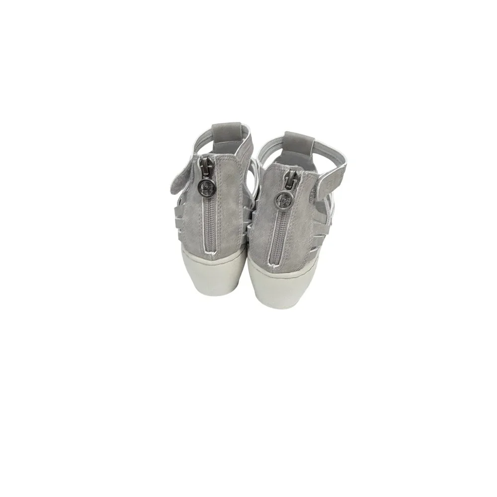 JBU Rowan Wedge Sandals Womens 7.5M Grey‎ Laser Cut Strappy Gladiator Comfort